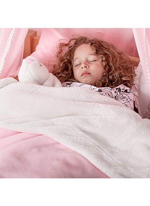 BSB HOME Plain Double Layer Warm and Hot Super Soft Flannel Sherpa Winter Blanket for Born Baby (45 X 60 Inches, Crib Baby Pink) All Season,Skin Friendly,350 TC