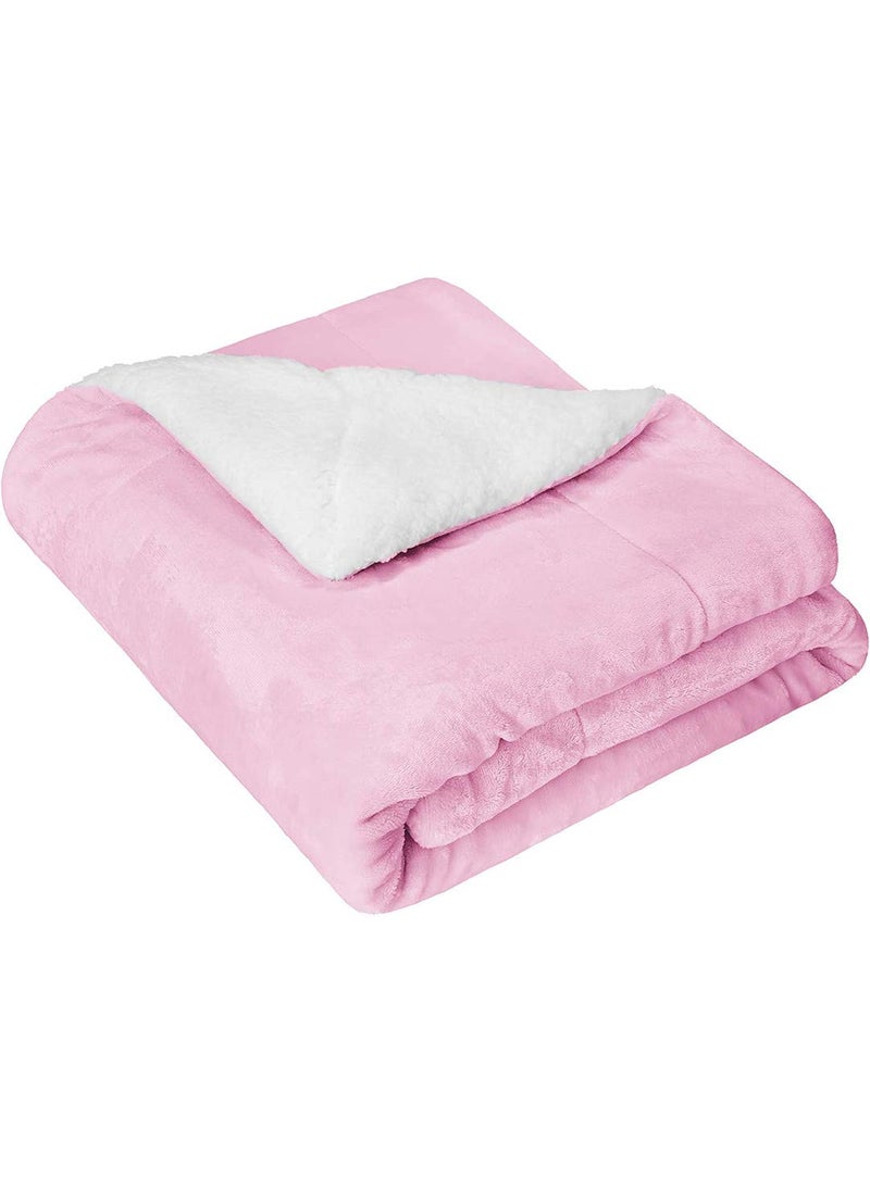 BSB HOME Plain Double Layer Warm and Hot Super Soft Flannel Sherpa Winter Blanket for Born Baby (45 X 60 Inches, Crib Baby Pink) All Season,Skin Friendly,350 TC