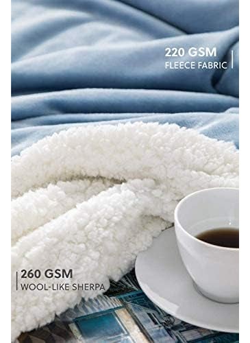 BSB HOME Plain Double Layer Warm and Hot Super Soft Flannel Sherpa Winter Blanket for Born Baby (45 X 60 Inches, Crib Sky Blue) All Season,Skin Friendly,350 TC