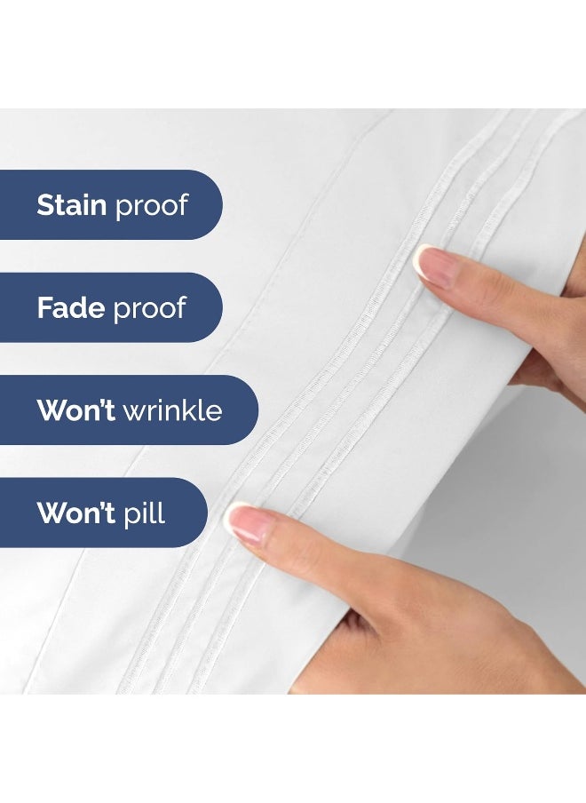 Queen Size 4 Piece Sheet Set - Extra Soft, Breathable & Cooling Sheets - Hotel Luxury Durable Bed Sheets for Women & Men - Deep Pockets, Easy-Fit & Wrinkle-Free Sheets - Bright White Oeko-Tex Sheets