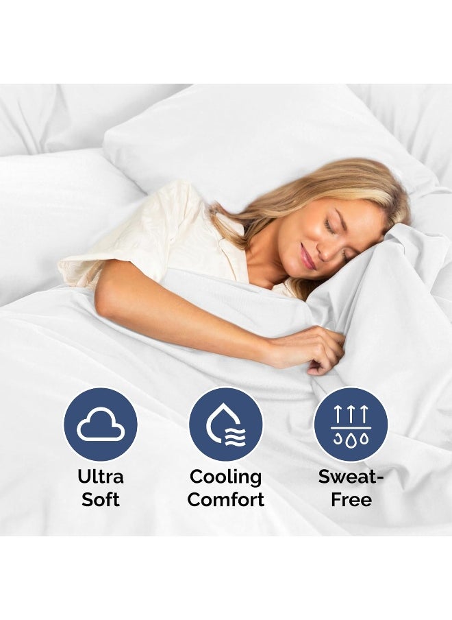Queen Size 4 Piece Sheet Set - Extra Soft, Breathable & Cooling Sheets - Hotel Luxury Durable Bed Sheets for Women & Men - Deep Pockets, Easy-Fit & Wrinkle-Free Sheets - Bright White Oeko-Tex Sheets