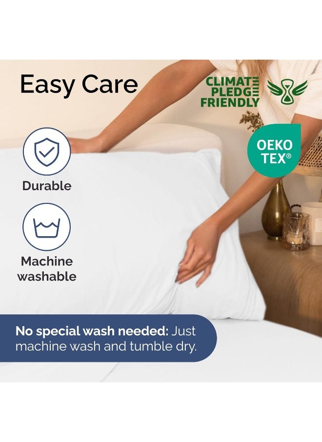 Queen Size 4 Piece Sheet Set - Extra Soft, Breathable & Cooling Sheets - Hotel Luxury Durable Bed Sheets for Women & Men - Deep Pockets, Easy-Fit & Wrinkle-Free Sheets - Bright White Oeko-Tex Sheets