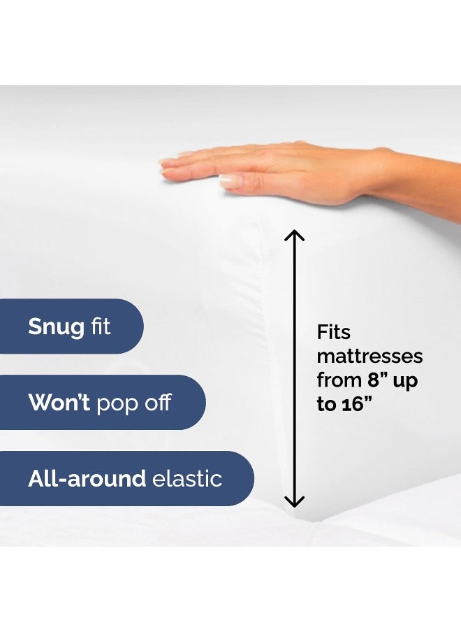 Queen Size 4 Piece Sheet Set - Extra Soft, Breathable & Cooling Sheets - Hotel Luxury Durable Bed Sheets for Women & Men - Deep Pockets, Easy-Fit & Wrinkle-Free Sheets - Bright White Oeko-Tex Sheets