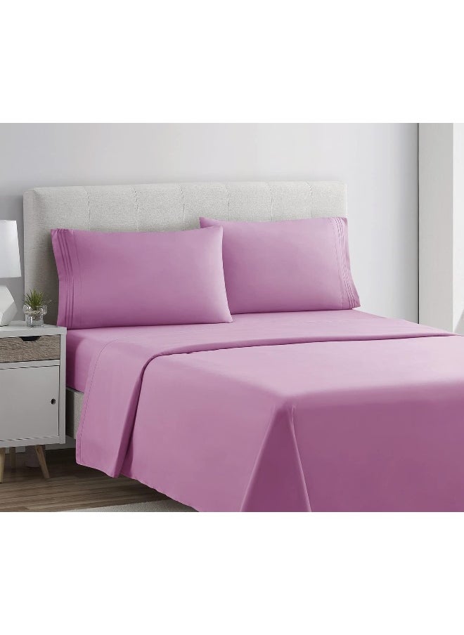 Clara Clark Bed Sheets, Premier 1800 Series 4 Piece Bed Sheet Set, Deep Pocket, Wrinkle, Fade, Stain Resistant, Luxury Soft Bedding Sheets & Pillowcases, Queen, Light Pink