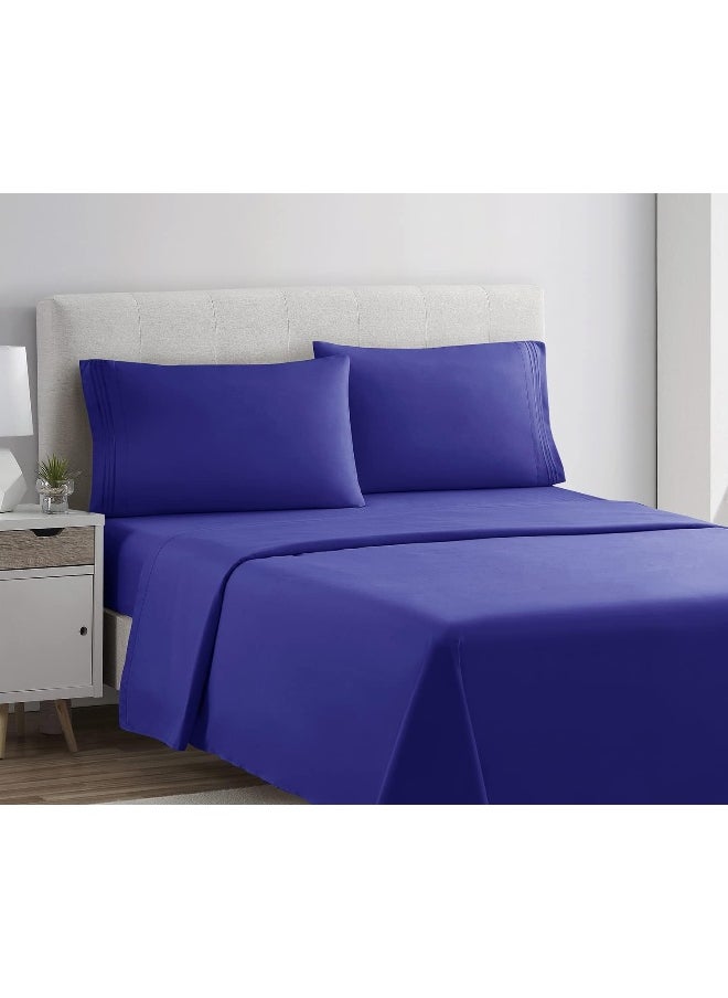 Clara Clark King Sheets Set, Deep Pocket Bed Sheets for King Size Bed - 4 Piece King Size Sheets, Extra Soft Bedding Sheets & Pillowcases, Royal Blue Sheets King
