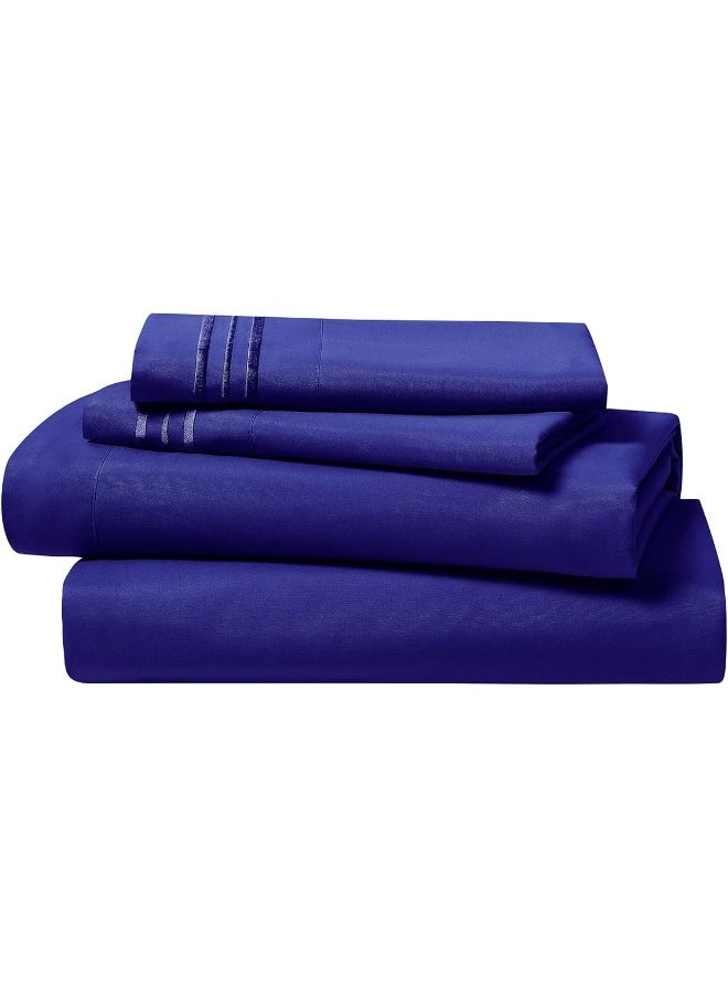 Clara Clark King Sheets Set, Deep Pocket Bed Sheets for King Size Bed - 4 Piece King Size Sheets, Extra Soft Bedding Sheets & Pillowcases, Royal Blue Sheets King