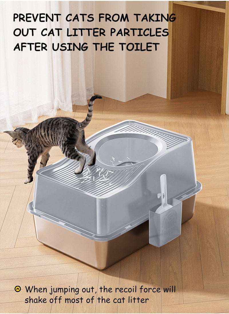 Extra Large Stainless Steel Cat Litter Box Metal Litter Pan Tray, High Wall Sides Non-Stick