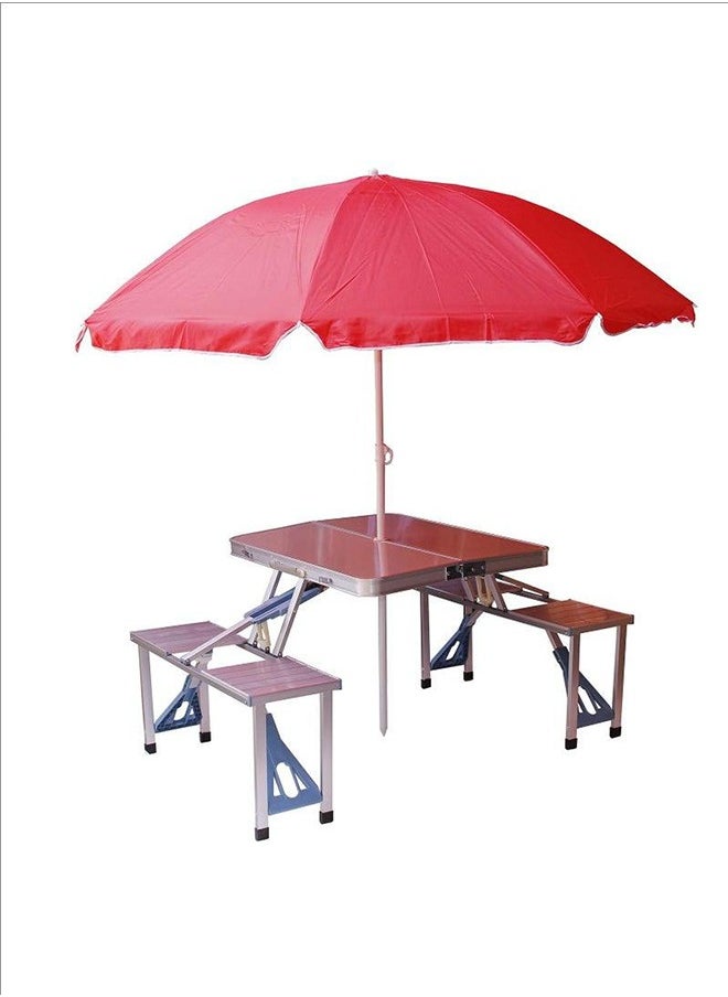 Aluminum Folding Camping Dining Table, 4-Seat Portable Set, Durable And Lightweight, Easy To Wipe, Light Weight And Stable Structure, Outdoor Camping, Gatherings