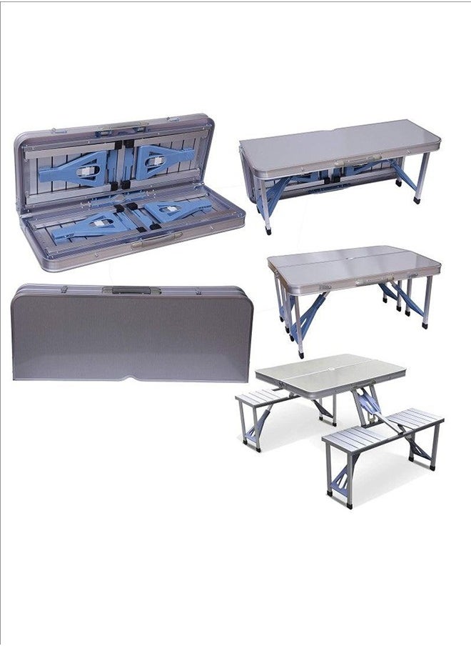 Aluminum Folding Camping Dining Table, 4-Seat Portable Set, Durable And Lightweight, Easy To Wipe, Light Weight And Stable Structure, Outdoor Camping, Gatherings