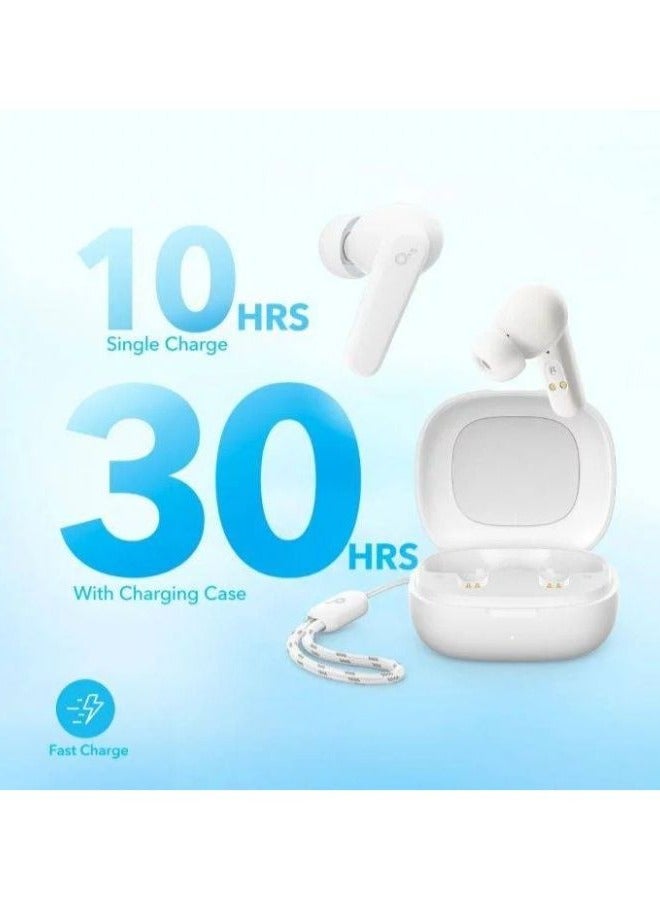 Soundcore By Anker R50i True Wireless Earbuds 10mm Drivers with Big Bass, Bluetooth 5.3, 30H Playtime, IPX5-Water Resistant, AI Clear Calls with 2 Mics, 22 Preset EQs via App White