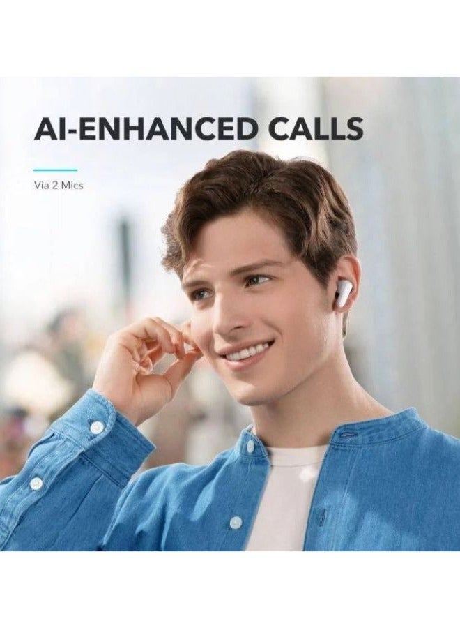 Soundcore By Anker R50i True Wireless Earbuds 10mm Drivers with Big Bass, Bluetooth 5.3, 30H Playtime, IPX5-Water Resistant, AI Clear Calls with 2 Mics, 22 Preset EQs via App White