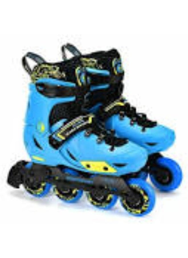 Micro Discovery Blue Inline Skates with Brake Set for Kids (37-40) | Adjustable Inline Roller Skates for Boys Kids & Girls | 7 to 14 Years UnisexOutdoor Skating Shoes | Skates for Kids|Outdoor Skating