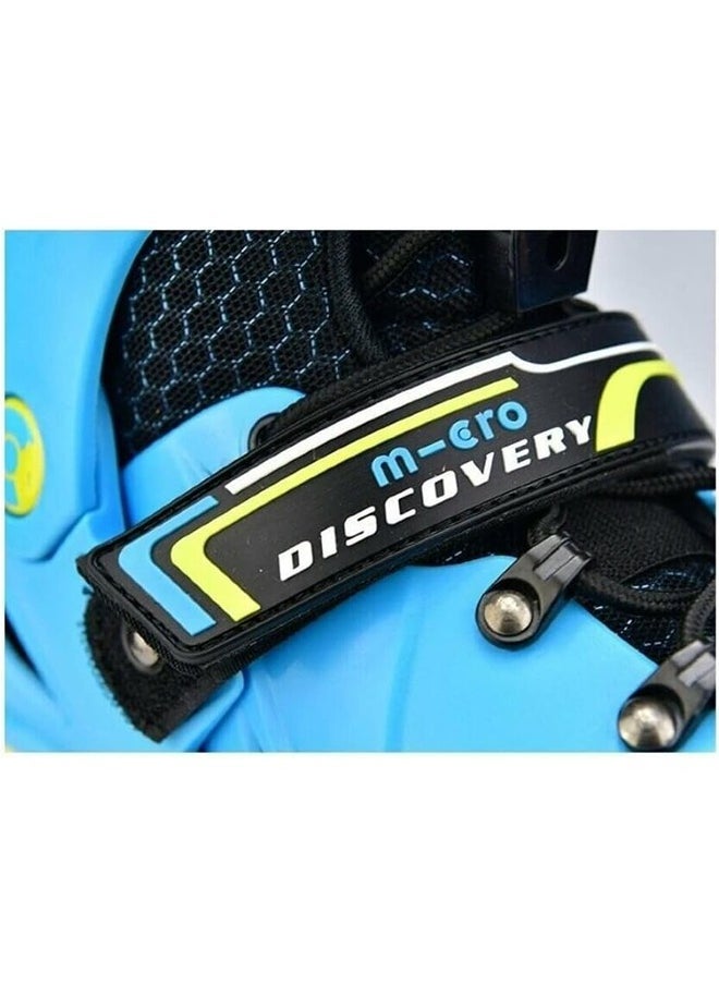 Micro Discovery Blue Inline Skates with Brake Set for Kids (37-40) | Adjustable Inline Roller Skates for Boys Kids & Girls | 7 to 14 Years UnisexOutdoor Skating Shoes | Skates for Kids|Outdoor Skating