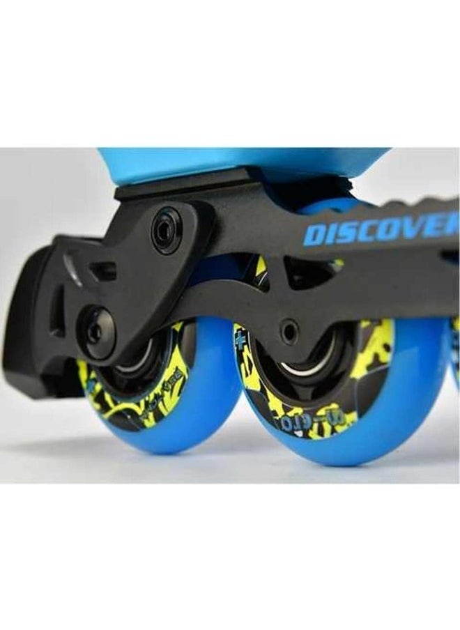 Micro Discovery Blue Inline Skates with Brake Set for Kids (37-40) | Adjustable Inline Roller Skates for Boys Kids & Girls | 7 to 14 Years UnisexOutdoor Skating Shoes | Skates for Kids|Outdoor Skating