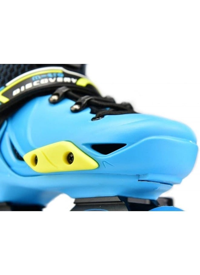 Micro Discovery Blue Inline Skates with Brake Set for Kids (37-40) | Adjustable Inline Roller Skates for Boys Kids & Girls | 7 to 14 Years UnisexOutdoor Skating Shoes | Skates for Kids|Outdoor Skating