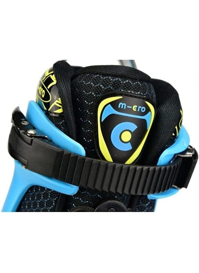 Micro Discovery Blue Inline Skates with Brake Set for Kids (37-40) | Adjustable Inline Roller Skates for Boys Kids & Girls | 7 to 14 Years UnisexOutdoor Skating Shoes | Skates for Kids|Outdoor Skating