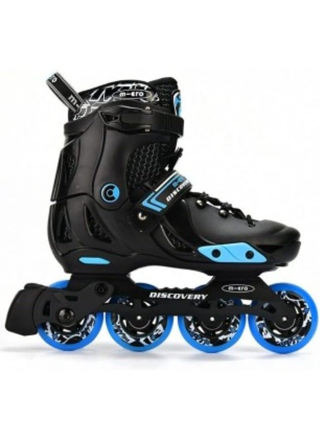 Micro Discovery Black Inline Skates with Brake Set for Kids (33-36) | Adjustable Inline Roller Skates for Boys Kids & Girls | 7 to 14 Years UnisexOutdoor Skating Shoes | Skates for Kids|Outdoor Skating