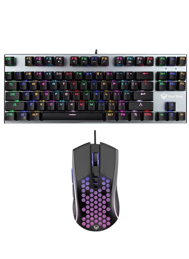Meetion TKL RGB Backlit Multimedia Blue Switch Mechanical Gaming Keyboard MK04 And Lightweight Honeycomb Gaming Mouse GM015
