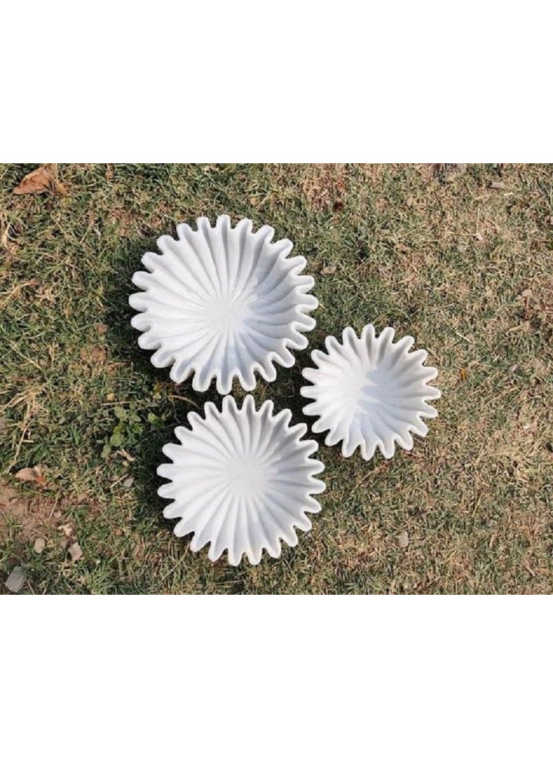 12-Inch Marble Decorative Bowl | Wedding Flower Decor, Spa Aromatherapy Candle Holder | Marble Urli for Flower Arrangements, DIY Craft Projects & Garden Decor | LED Votive Candle Holder | White