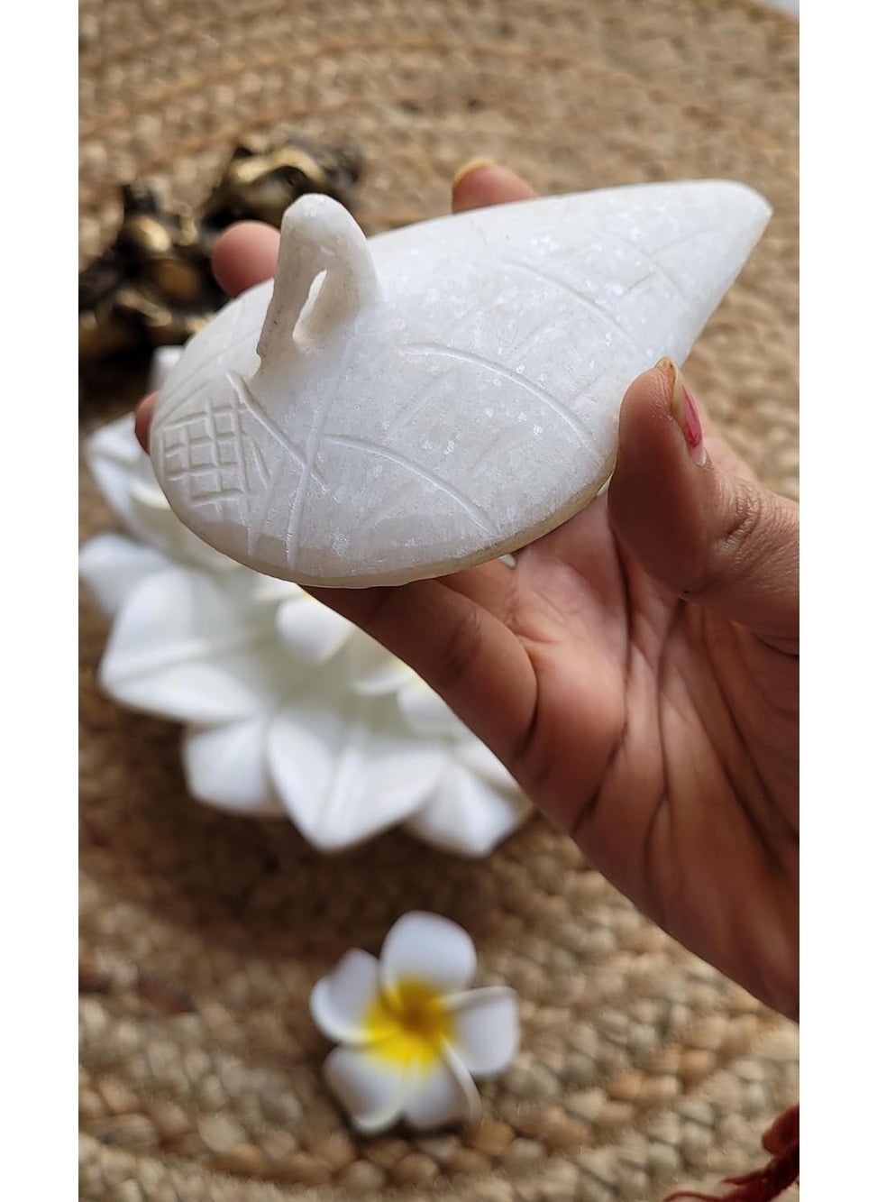 RM Bowl/Urli/Floating Duck Combo Pack of 2 for Home Decoration (9inch Bowl with 4inch Floating Duck) | Marble Flower Bowl | Marble Floating Candle Holder Bowl | Marble Candle Holder