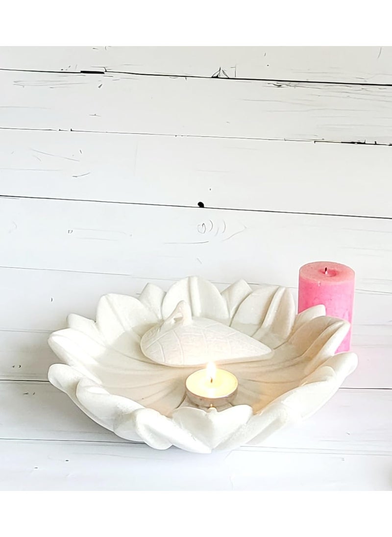 RM Bowl/Urli/Floating Duck Combo Pack of 2 for Home Decoration (9inch Bowl with 4inch Floating Duck) | Marble Flower Bowl | Marble Floating Candle Holder Bowl | Marble Candle Holder
