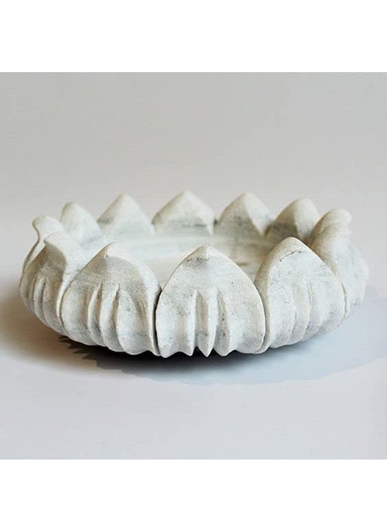 RM Marble Multi-Utility Lotus Flower Shape Uruli for Diwali Decoration| Decorative Bowl for Flowers | Traditional Decor | Stone Urli Bowl for Home Decoration | Uruli | Marble Candle Holder