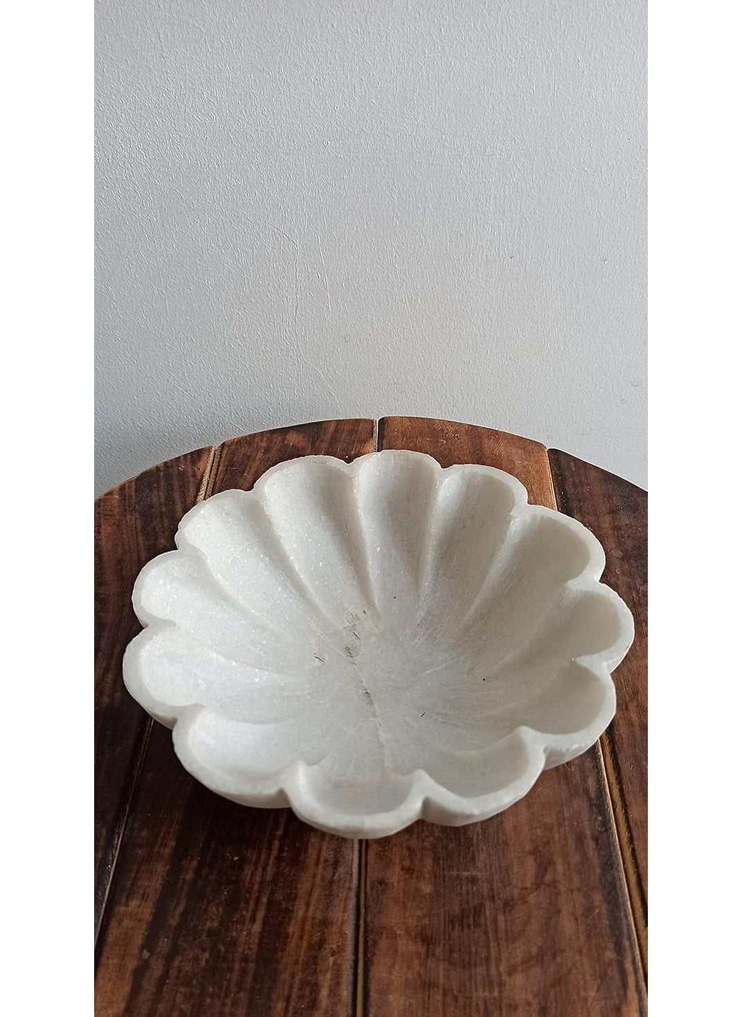 R&M Rameshwaram Marble White Marble 9 inch Bowl with 2 Mermaid Painted Stone for Water Feature Decoration at Home Marble Candle Holder