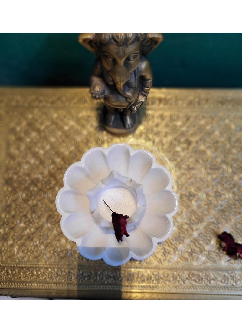 RM Marble Urli Combo Pack of 2 for Home Decoration (6inch Bowl with 3inch Candle Holder) | Marble Flower Bowl | Marble Floating Candle Holder