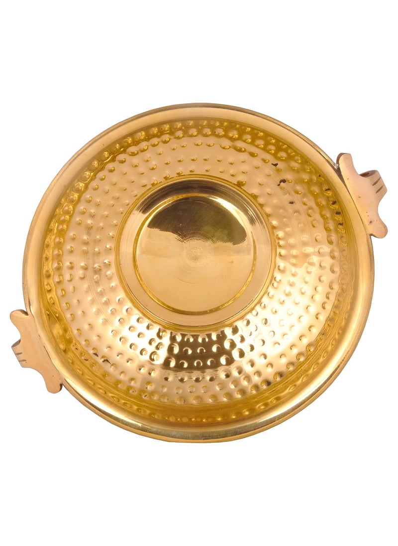 SHIV SHAKTI ARTS® Handcrafted Brass Urli Hammered Design Decorative Bowl Platter Volume- 3000 ml for Home,Temple and Office Décor