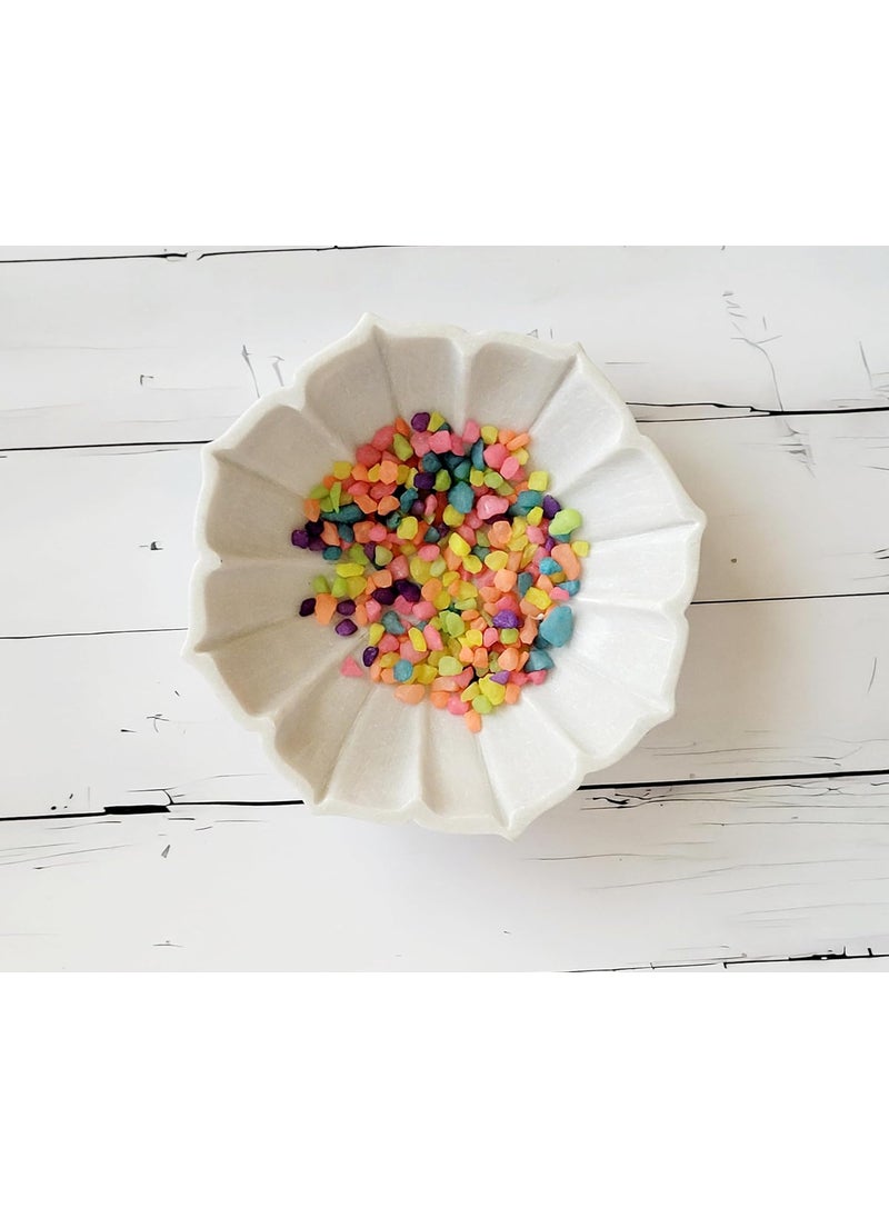 R&M RM Flower Bowl Marble Urli | Showpiece Decor Fruit Bowl, Birdbath, Kitchen, Pooja Room, Desk, Dinner Table | Gift for Anniversary, Birthday, Festival & Ceremony Marble Candle Holder Bowl | White