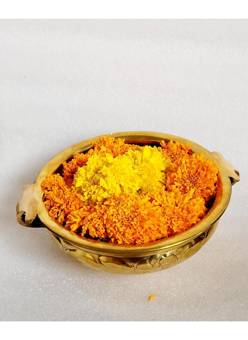 RM Brass Urli, Traditional Decorative Bowl Rameshwaram Marble (9-inch Diameter) Uruli Decorative Bowl Flower Floating Candle Decoration Candle Holder