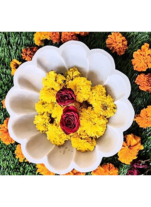 R&M RM 6inch Marble Bowl Set of 2 by Rameshwaram Marble | Marble Flower Bowl | Marble Floating Candle Bowl | Marble Fruit Bowl
