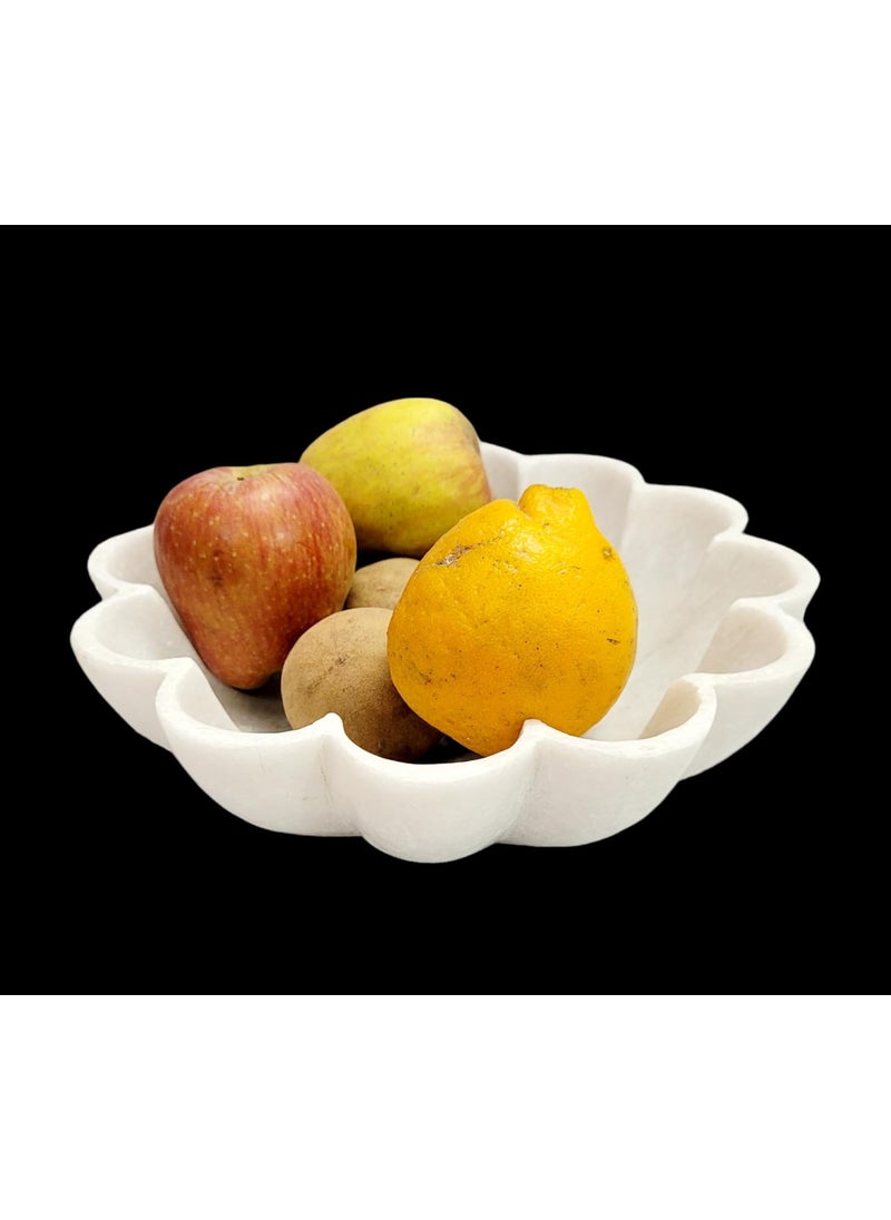 RM 9inch Bowl | Marble Bowl | Round Urli for Flower Decor | Marble Bowl Candle Holder | Dining Table Fruit Bowl | Temple Flower Holder Tray | Outdoor BirdBath Bowl | Marble Candle Holder Bowl