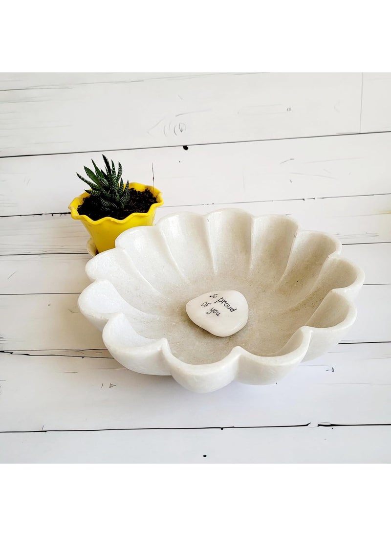 RM 9inch Bowl | Marble Bowl | Round Urli for Flower Decor | Marble Bowl Candle Holder | Dining Table Fruit Bowl | Temple Flower Holder Tray | Outdoor BirdBath Bowl | Marble Candle Holder Bowl