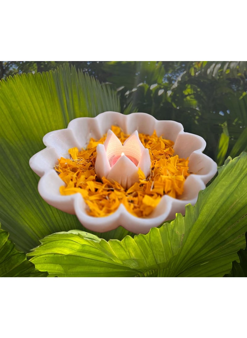 RM 9inch Bowl | Marble Bowl | Round Urli for Flower Decor | Marble Bowl Candle Holder | Dining Table Fruit Bowl | Temple Flower Holder Tray | Outdoor BirdBath Bowl | Marble Candle Holder Bowl