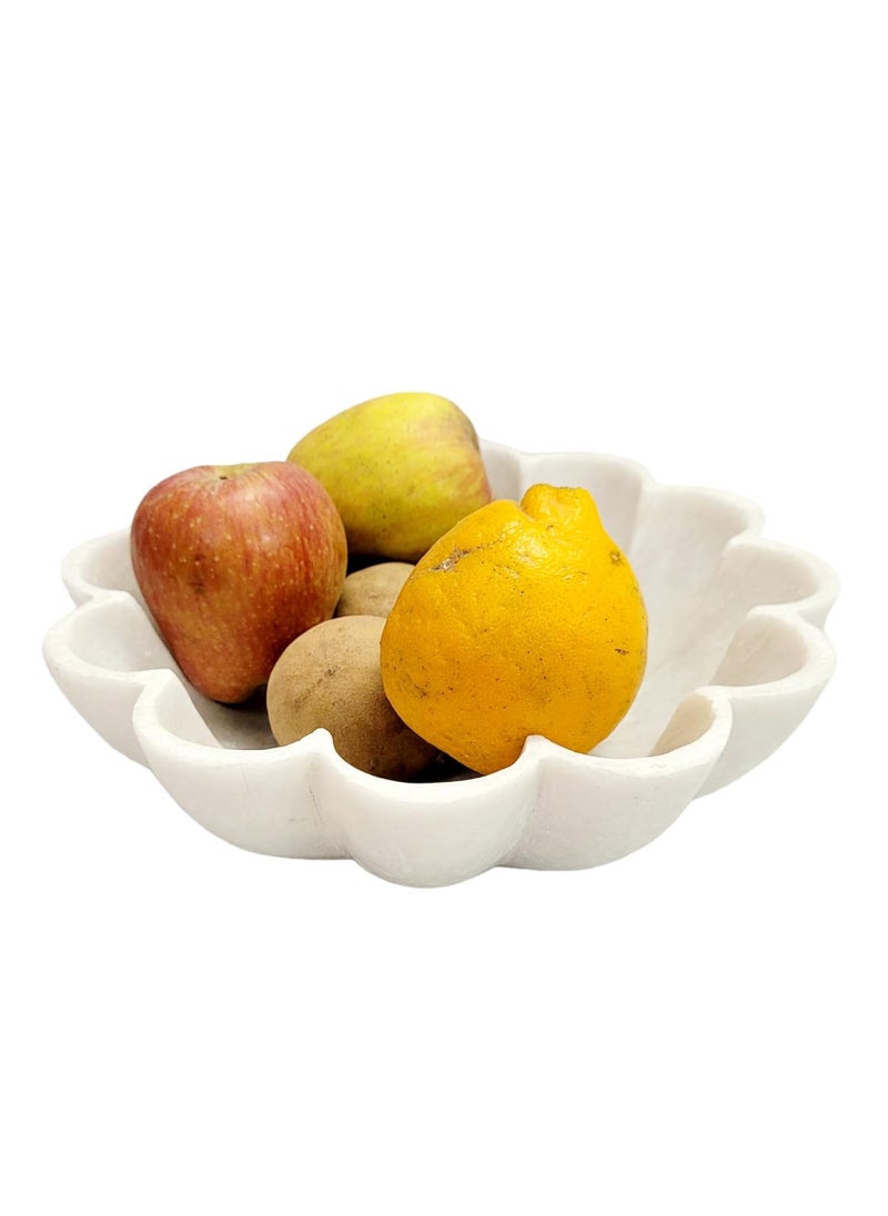 RM 9inch Bowl | Marble Bowl | Round Urli for Flower Decor | Marble Bowl Candle Holder | Dining Table Fruit Bowl | Temple Flower Holder Tray | Outdoor BirdBath Bowl | Marble Candle Holder Bowl