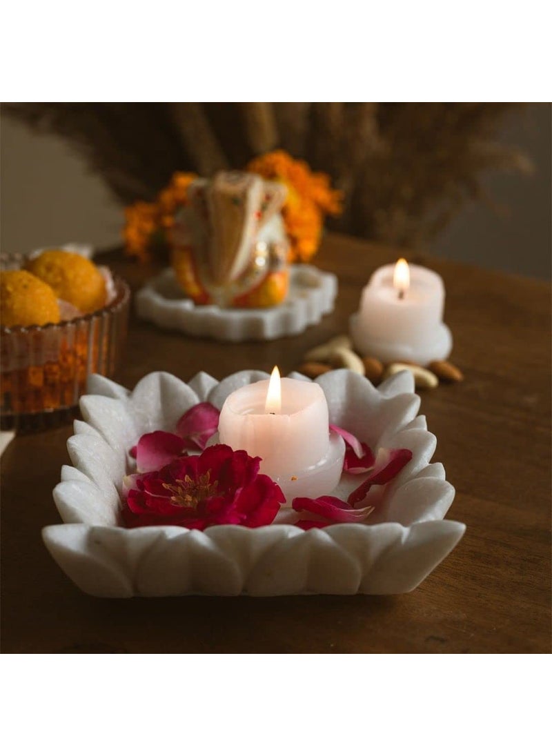 RM 6-Inch Square Marble Bowl for Home Decoration | Decorative Marble Plate with Pebbles | Ideal for Centerpiece, Flower Arrangements & Table Décor
