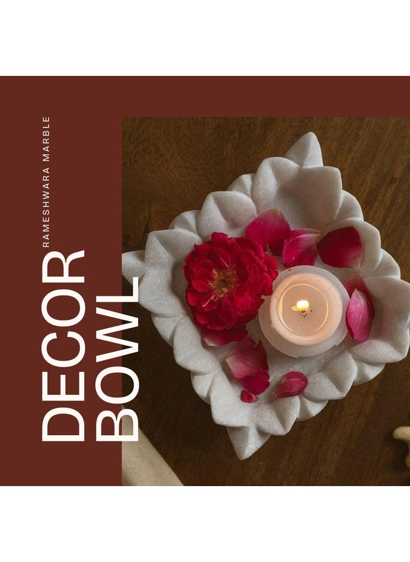 RM 6-Inch Square Marble Bowl for Home Decoration | Decorative Marble Plate with Pebbles | Ideal for Centerpiece, Flower Arrangements & Table Décor