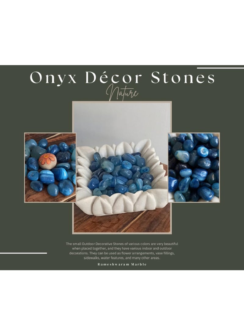 RM 6-Inch Square Marble Bowl for Home Decoration | Decorative Marble Plate with Pebbles | Ideal for Centerpiece, Flower Arrangements & Table Décor