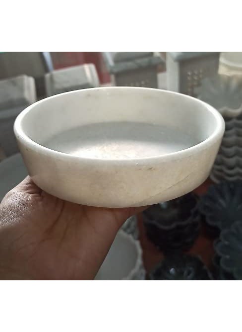 R&M RM 6inch Bowl Pot Tray Bird Bath Garden Home Decoration | Multi Purpose Bowl | Jewelry Organizing Bowl | Marble Tray | Marble Dish | Marble Candle Holder