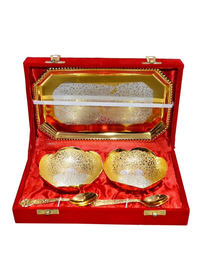 Marusthali Gold & Silver Plated Brass Bowl Set of 5 Pcs with Box Packing