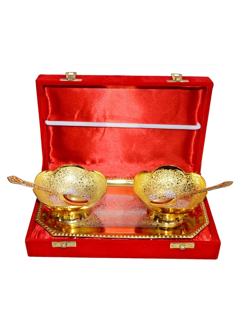 Marusthali Gold & Silver Plated Brass Bowl Set of 5 Pcs with Box Packing