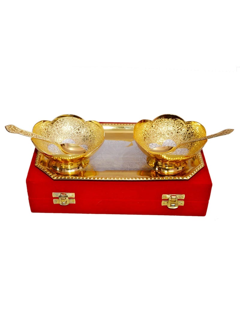 Marusthali Gold & Silver Plated Brass Bowl Set of 5 Pcs with Box Packing