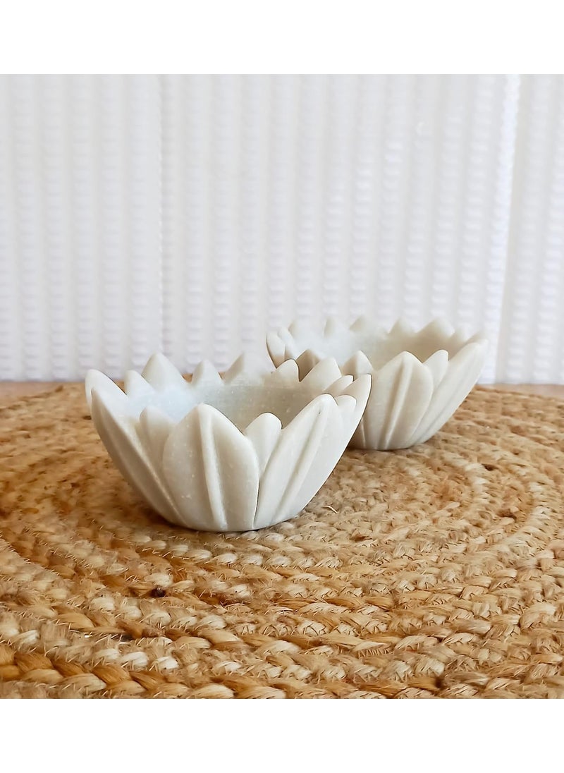 RM Marble 6inch Candle Holder Bowl Pot Tray Bird Bath Garden Home Decoration | Multi Purpose Bowl, Center Table Fruit Bowl, Center Piece, Jewelry Dish Holder (1 Bowl in Package)