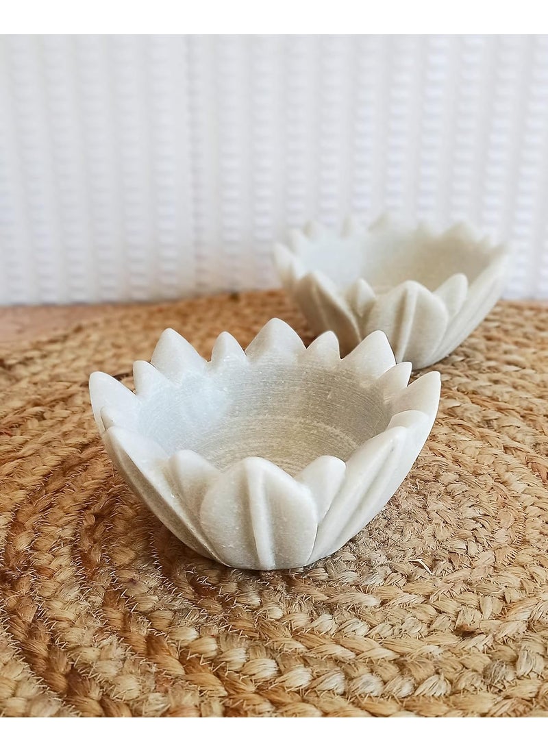 RM Marble 6inch Candle Holder Bowl Pot Tray Bird Bath Garden Home Decoration | Multi Purpose Bowl, Center Table Fruit Bowl, Center Piece, Jewelry Dish Holder (1 Bowl in Package)