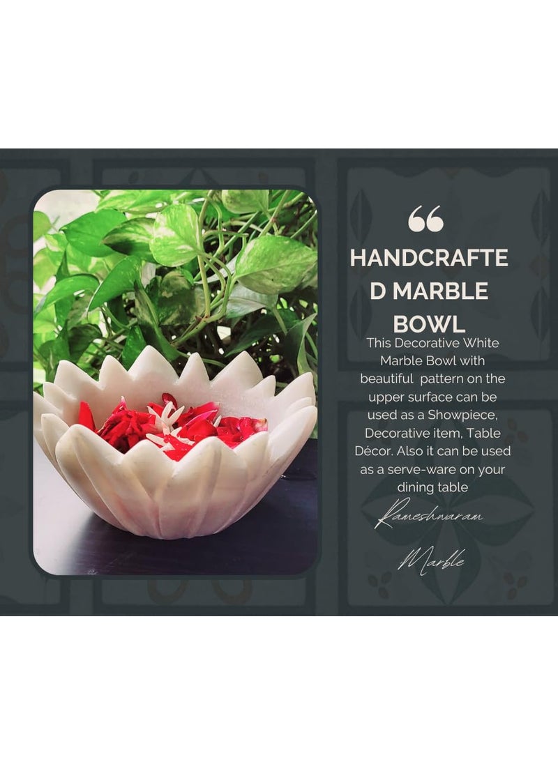 RM Marble 6inch Candle Holder Bowl Pot Tray Bird Bath Garden Home Decoration | Multi Purpose Bowl, Center Table Fruit Bowl, Center Piece, Jewelry Dish Holder (1 Bowl in Package)