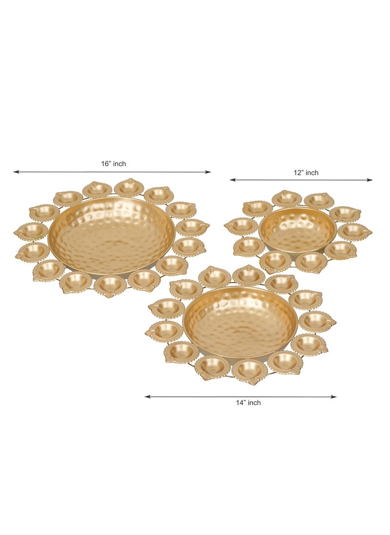 Webelkart Premium Set of 3 Diya Shape Flower Decorative Urli Bowl for Home Handcrafted Bowl for Floating Flowers and Tea Light Candles Home,Office and Table Decor| Diwali Decoration