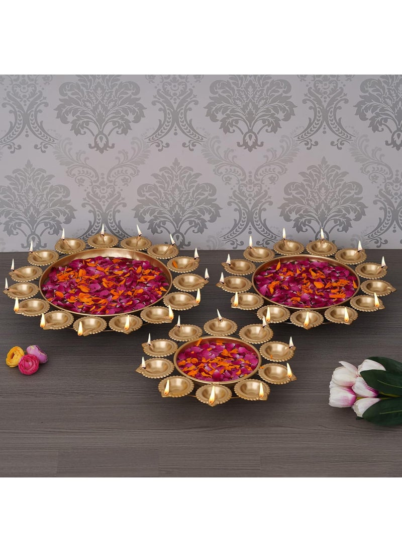 Webelkart Premium Set of 3 Diya Shape Flower Decorative Urli Bowl for Home Handcrafted Bowl for Floating Flowers and Tea Light Candles Home,Office and Table Decor| Diwali Decoration