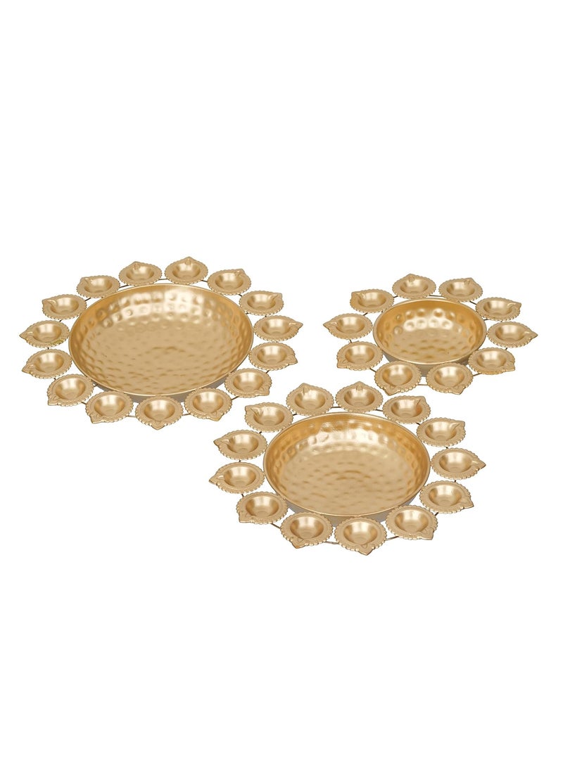 Webelkart Premium Set of 3 Diya Shape Flower Decorative Urli Bowl for Home Handcrafted Bowl for Floating Flowers and Tea Light Candles Home,Office and Table Decor| Diwali Decoration