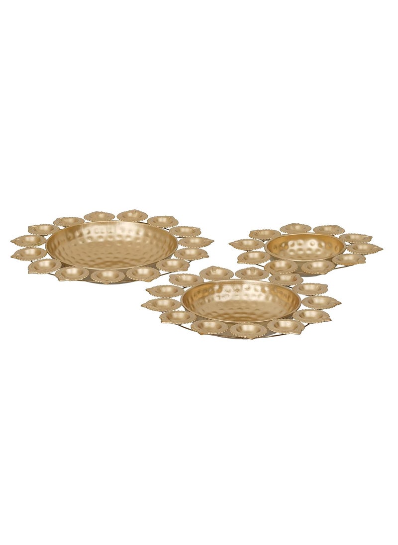 Webelkart Premium Set of 3 Diya Shape Flower Decorative Urli Bowl for Home Handcrafted Bowl for Floating Flowers and Tea Light Candles Home,Office and Table Decor| Diwali Decoration